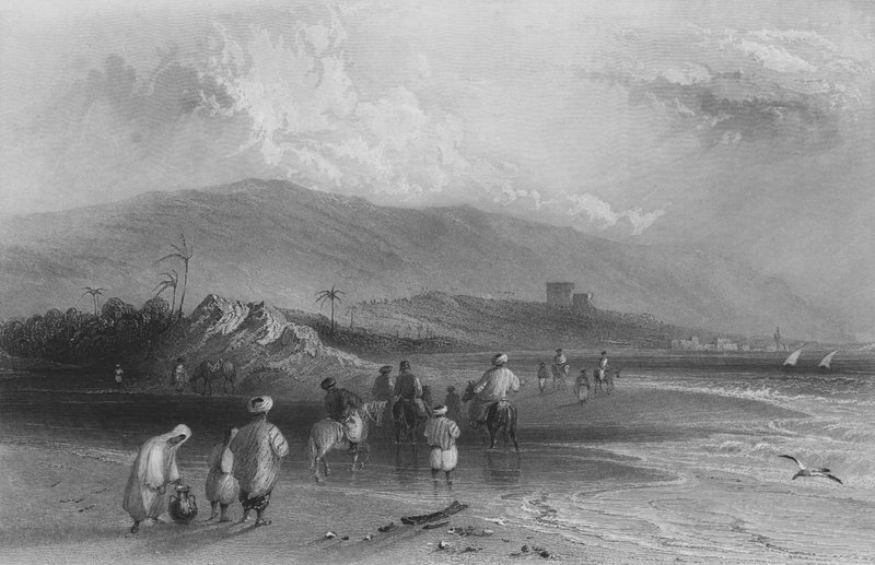 Ford of the River Kishon, Bay of Acre by William Henry Bartlett