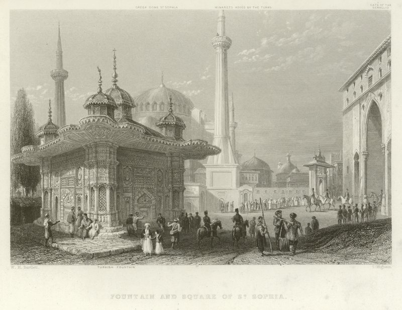 Fountain and Square of St Sophia, Constantinople by William Henry Bartlett