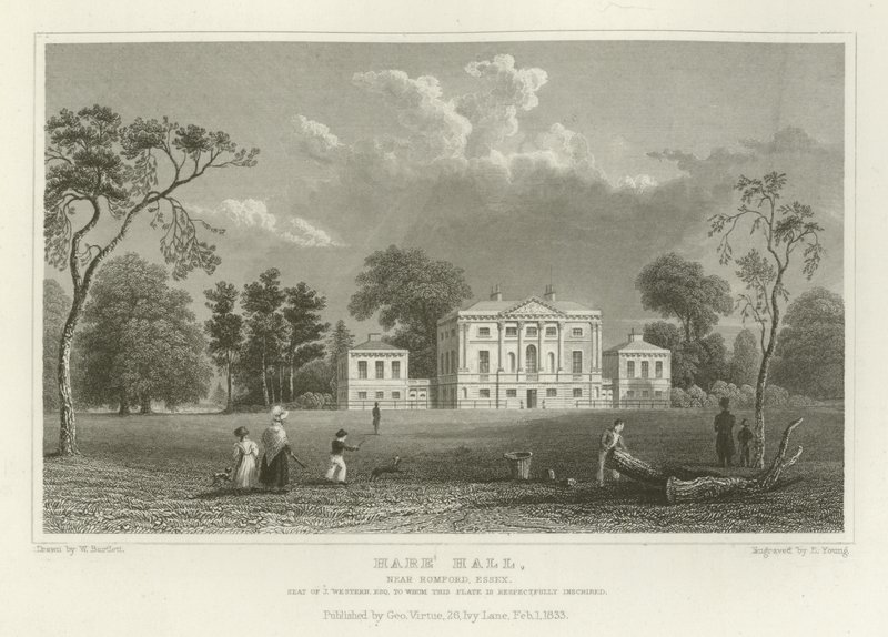 Hare Hall, near Romford, Essex, Seat of J Western, Esquire by William Henry Bartlett