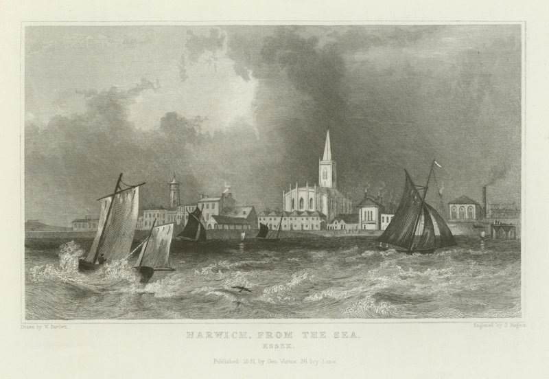 Harwich, from the Sea, Essex by William Henry Bartlett