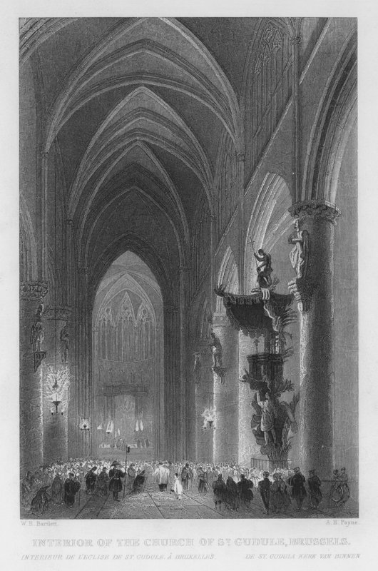 Interior of the Church of St Gudule, Brussels by William Henry Bartlett
