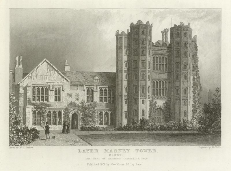 Layer Marney Tower, Essex, the Seat of Mathews Corsellis, Esquire by William Henry Bartlett