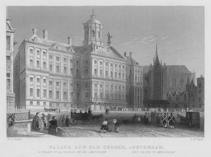 Palace and Old Church, Amsterdam by William Henry Bartlett