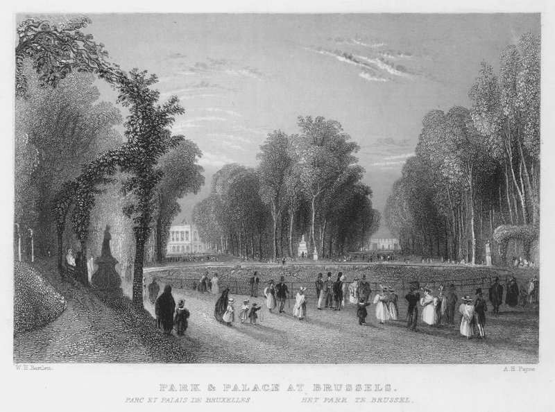 Park and Palace at Brussels by William Henry Bartlett