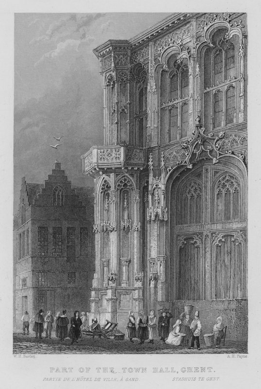 Part of the Town Hall, Ghent by William Henry Bartlett