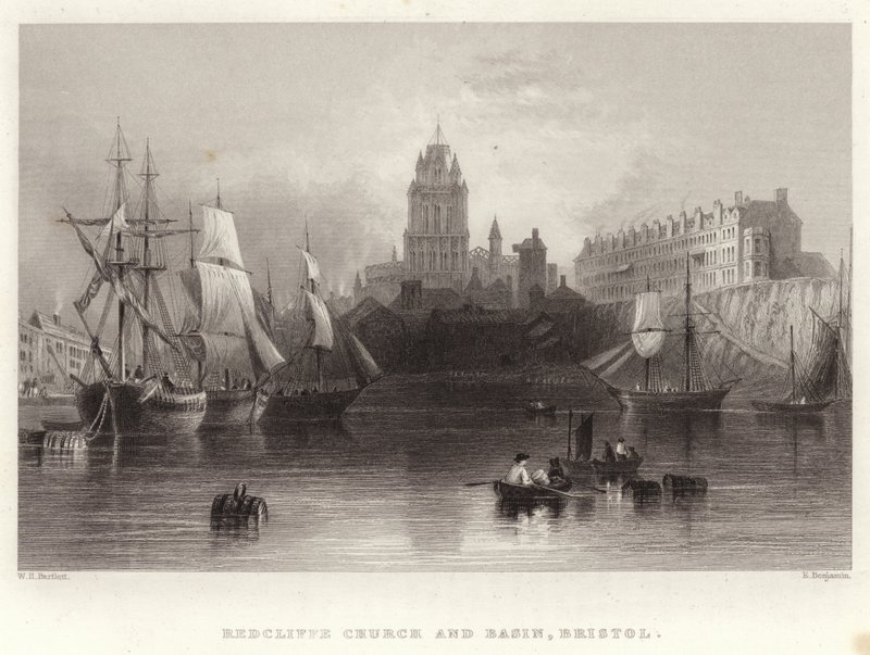 Redcliffe Church and Basin, Bristol by William Henry Bartlett
