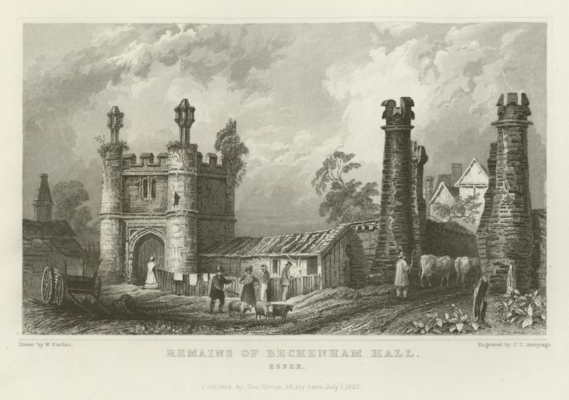 Remains of Beckenham Hall, Essex by William Henry Bartlett