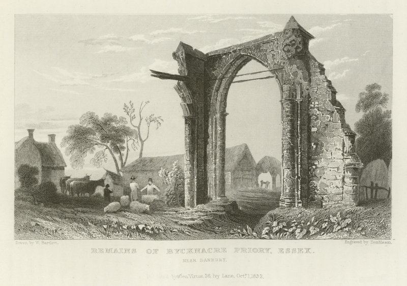 Remains of Bycknacre Priory, Essex, near Danbury by William Henry Bartlett