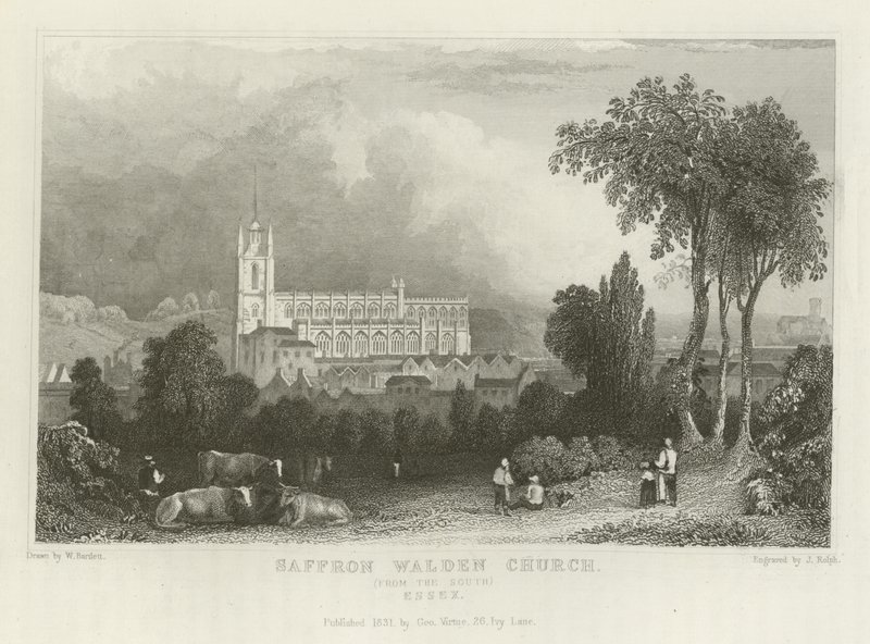 Saffron Walden Church, from the South, Essex by William Henry Bartlett
