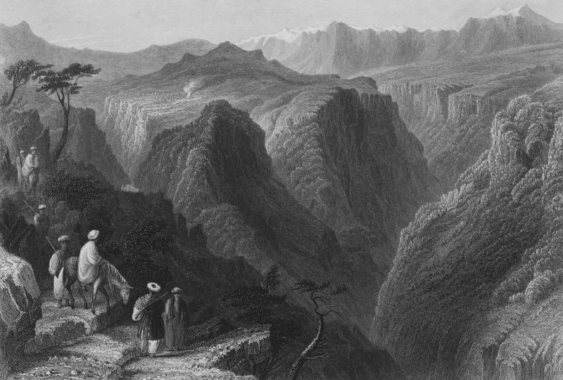 Scene in Mount Lebanon, Above the Valley of the Kadesha, or Holy Valley by William Henry Bartlett