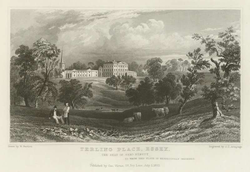 Terling Place, Essex, the Seat of General Strutt by William Henry Bartlett
