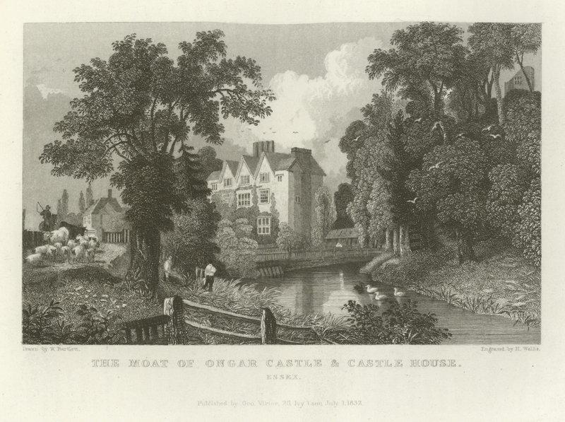 The Moat of Ongar Castle and Castle House, Essex by William Henry Bartlett