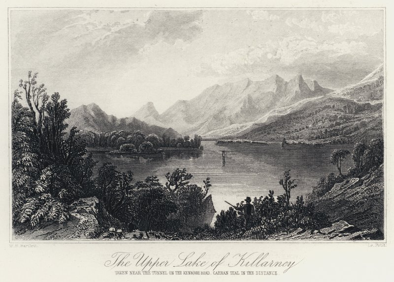 The Upper Lake of Killarney, taken near the Tunnel on the Kenmare Road, Carran Tual in the distance by William Henry Bartlett