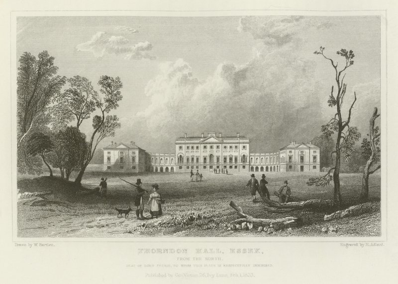 Thorndon Hall, Essex, from the North, Seat of Lord Petrie by William Henry Bartlett