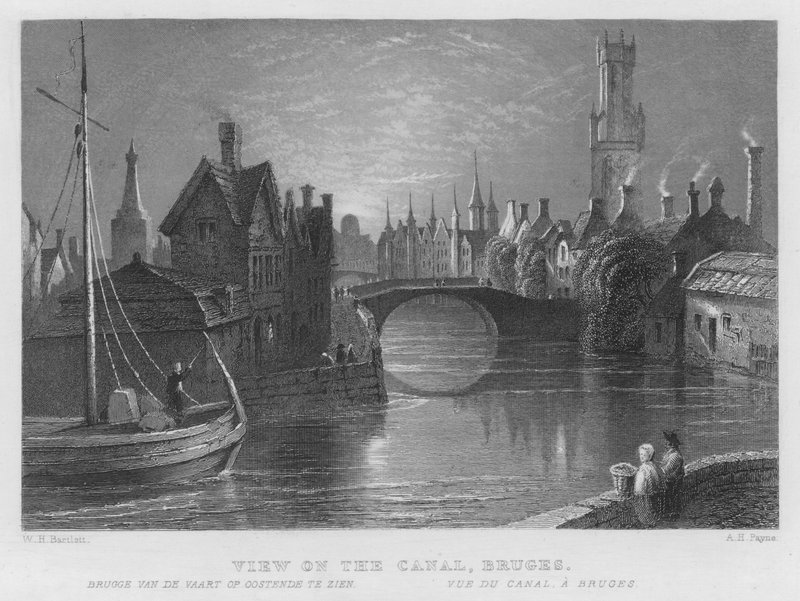 View on the Canal, Bruges by William Henry Bartlett