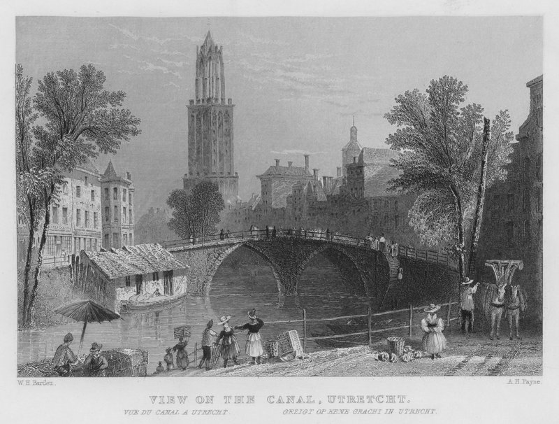 View on the Canal, Utrecht by William Henry Bartlett