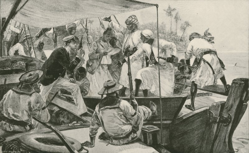 A British Naval Officer Overhauling an Arab Slave Dhow by William Heysham (after) Overend