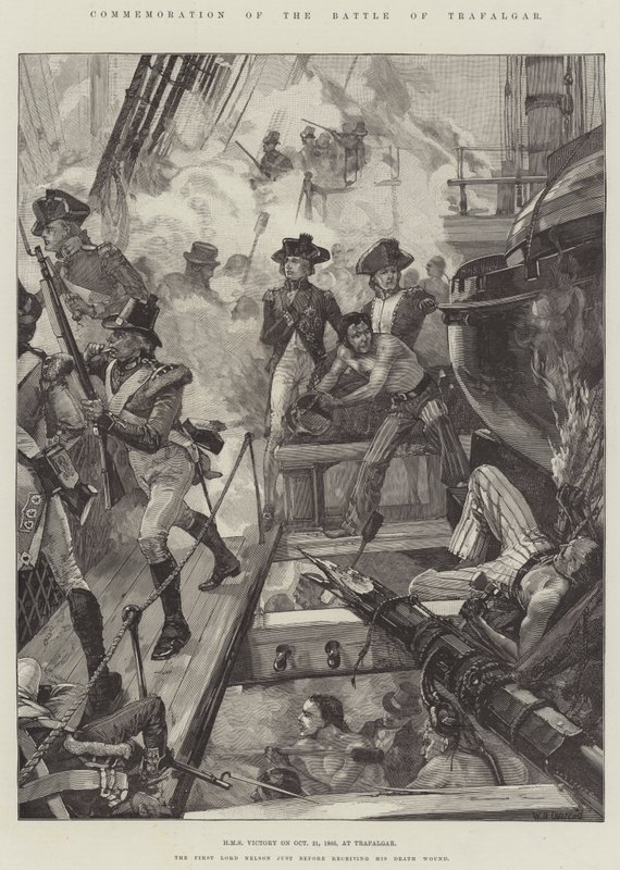 Commemoration of the Battle of Trafalgar, HMS Victory on 21 October 1805, at Trafalgar by William Heysham Overend
