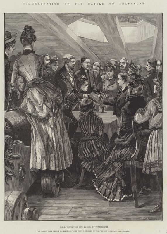 Commemoration of the Battle of Trafalgar, HMS Victory on 21 October 1886, at Portsmouth by William Heysham Overend