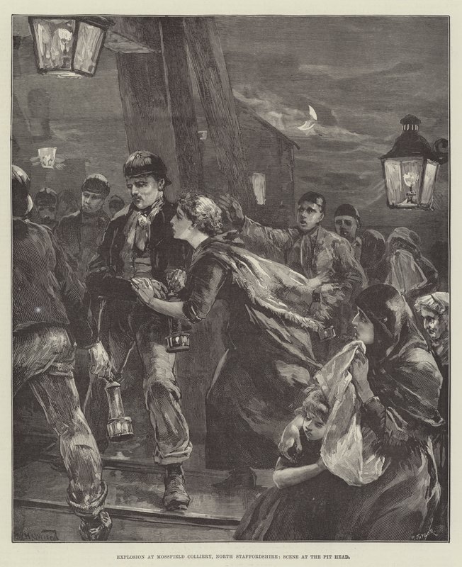 Explosion at Mossfield Colliery, North Staffordshire, Scene at the Pit Head by William Heysham Overend