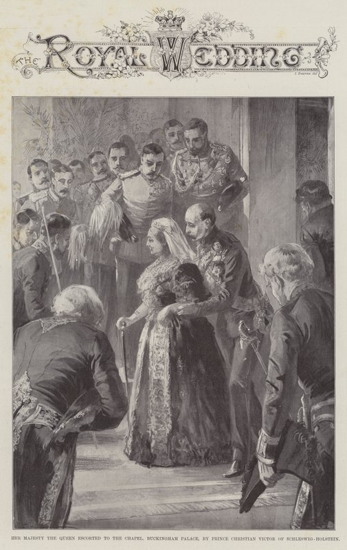 Her Majesty the Queen escorted to the Chapel, Buckingham Palace, by Prince Christian Victor of Schleswig-Holstein by William Heysham Overend