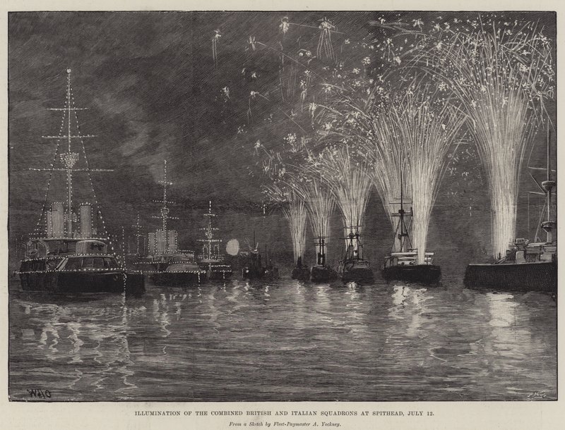 Illumination of the Combined British and Italian Squadrons at Spithead, 12 July by William Heysham Overend