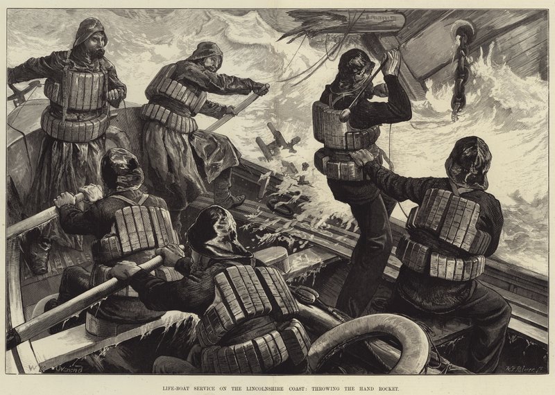 Life-Boat Service on the Lincolnshire Coast, Throwing the Hand Rocket by William Heysham Overend