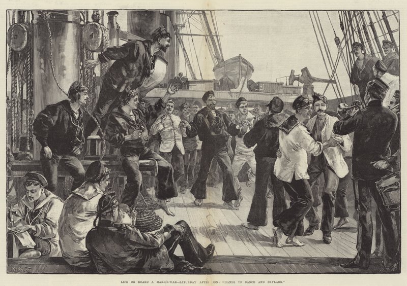 Life on Board a Man-of-War, Saturday Afternoon, Hands to Dance and Skylark by William Heysham Overend