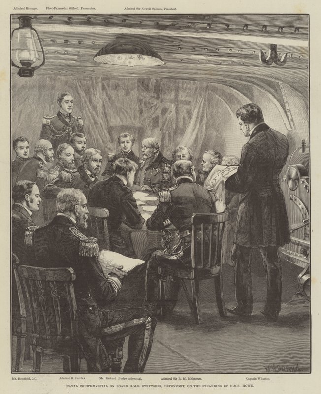 Naval Court-Martial on Board HMS Swiftsure, Devonport, on the Stranding of HMS Howe by William Heysham Overend