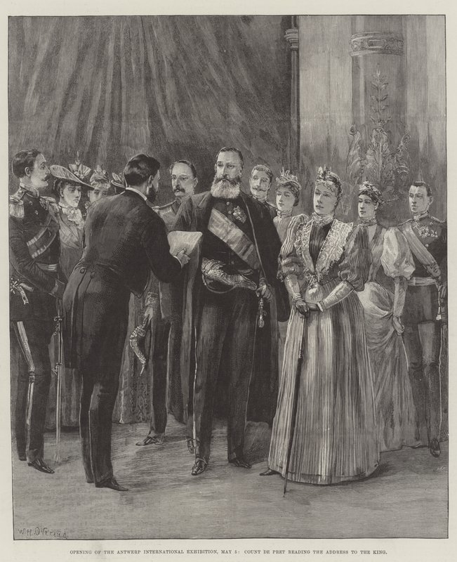 Opening of the Antwerp International Exhibition, 5 May, Count de Pret reading the Address to the King by William Heysham Overend