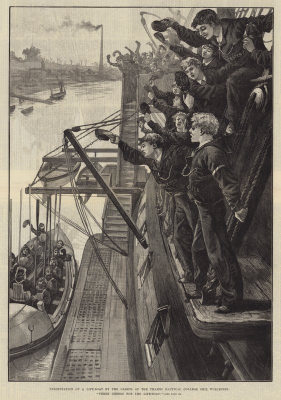 Presentation of a Life-Boat by the Cadets of the Thames Nautical College Ship, Worcester, Three Cheers for the Life-Boat! by William Heysham Overend