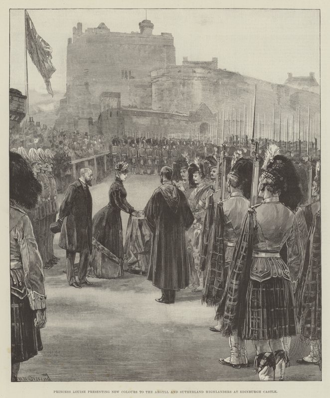 Princess Louise Presenting New Colours to the Argyll and Sutherland Highlanders at Edinburgh Castle by William Heysham Overend