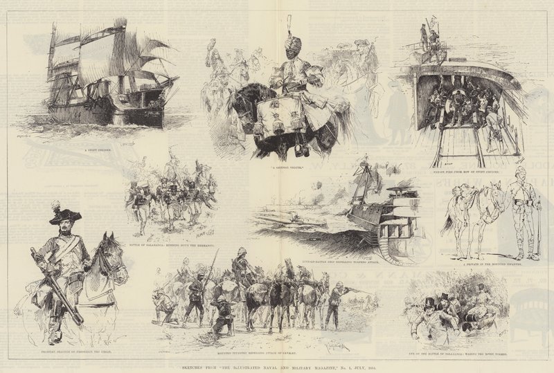 Sketches from The Illustrated Naval and Military Magazine, No 1, July 1884 by William Heysham Overend