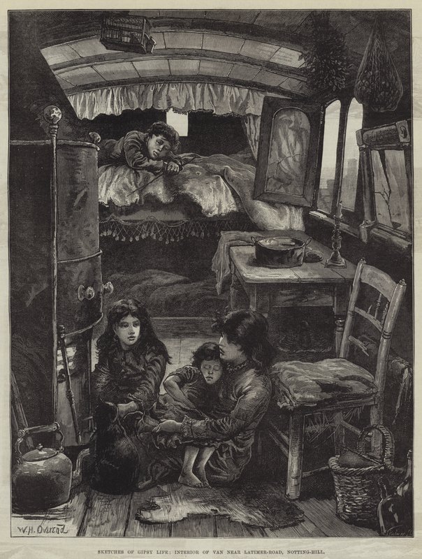 Sketches of Gipsy Life, Interior of Van Near Latimer-Road, Notting-Hill by William Heysham Overend