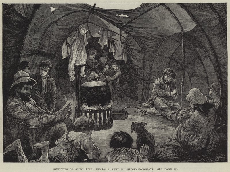 Sketches of Gipsy Life, Inside a Tent on Mitcham-Common by William Heysham Overend