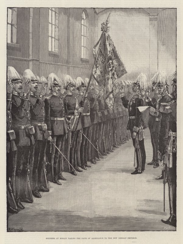 Soldiers at Berlin taking the Oath of Allegiance to the New German Emperor by William Heysham Overend
