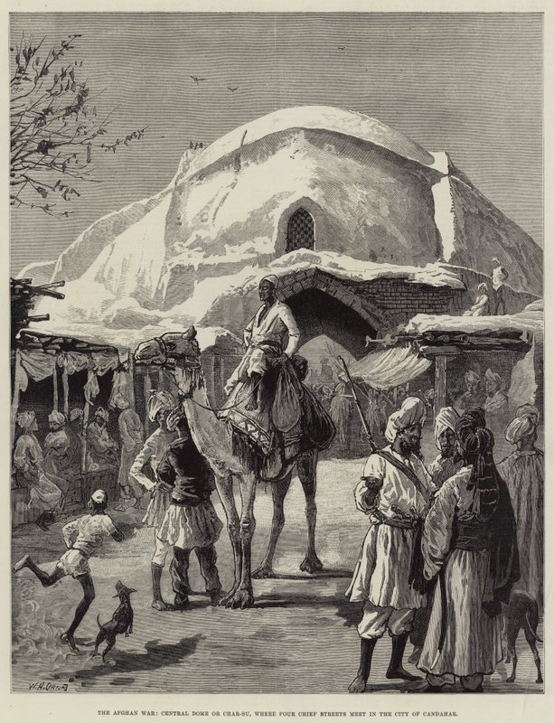 The Afghan War, Central Dome or Char-Su, where Four Chief Streets Meet in the City of Candahar by William Heysham Overend