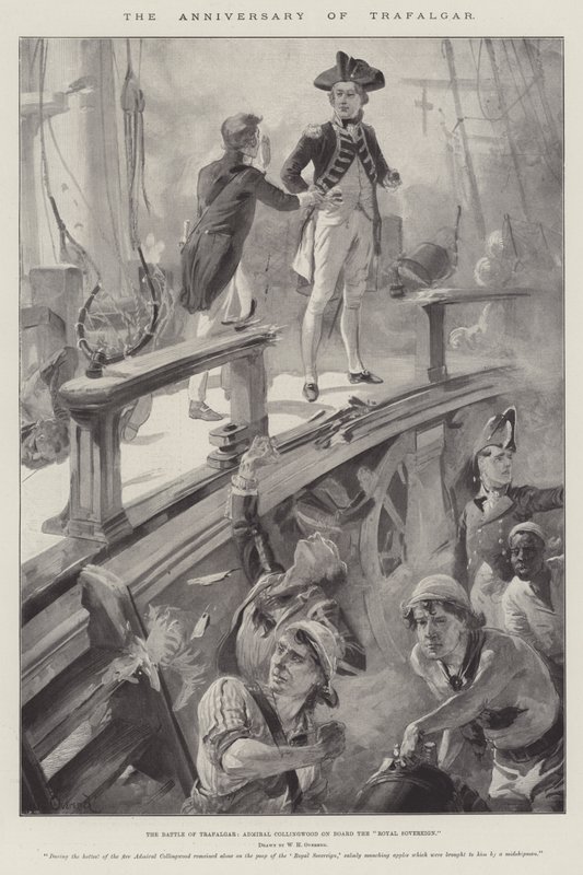 The Anniversary of Trafalgar, the Battle of Trafalgar, Admiral Collingwood on Board the Royal Sovereign by William Heysham Overend