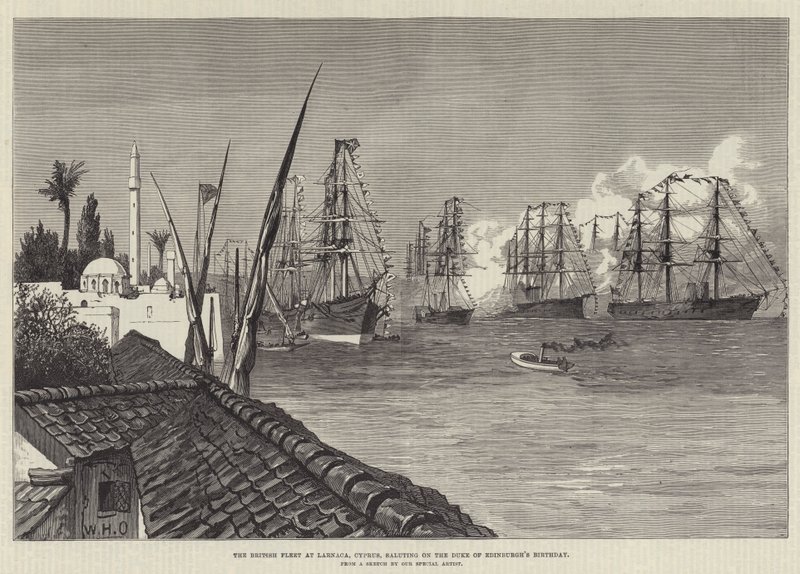 The British Fleet at Larnaca, Cyprus, saluting on the Duke of Edinburgh