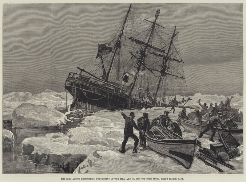 The Eira Arctic Expedition, foundering of the Eira, 21 August 1881, off Cape Flora, Franz Joseph Land by William Heysham Overend