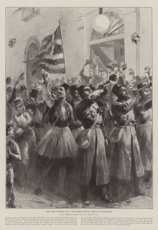 The Graeco-Turkish War, Volunteers Leaving Athens for the Front by William Heysham Overend