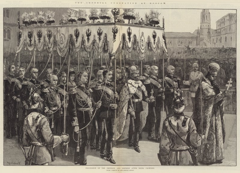 The Imperial Coronation at Moscow, Procession of the Emperor and Empress After Being Crowned by William Heysham Overend