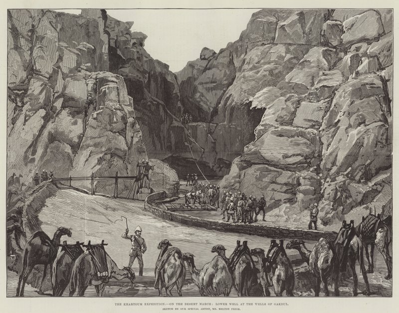 The Khartoum Expedition, on the Desert March, Lower Well at the Wells of Gakdul by William Heysham Overend