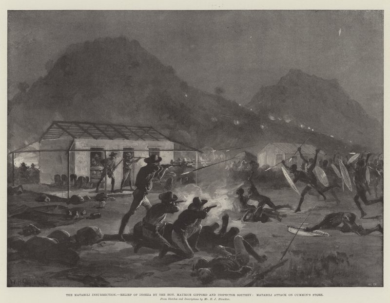 The Matabili Insurrection, Relief of Inseza by the Honourable Maurice Gifford and Inspector Southey, Matabili Attack on Cummin