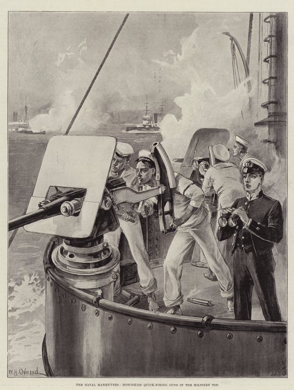 The Naval Manoeuvres, Hotchkiss Quick-Firing Guns in the Military Top by William Heysham Overend