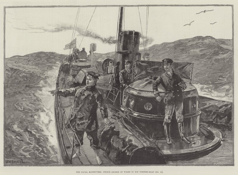 The Naval Manoeuvres, Prince George of Wales in his Torpedo-Boat (No 79) by William Heysham Overend