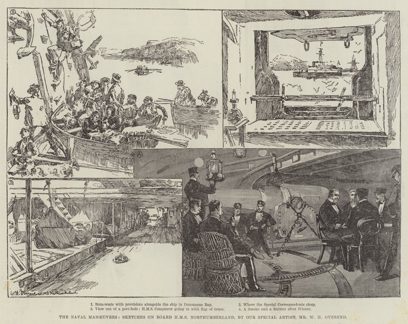 The Naval Manoeuvres, Sketches on Board HMS Northumberland by William Heysham Overend