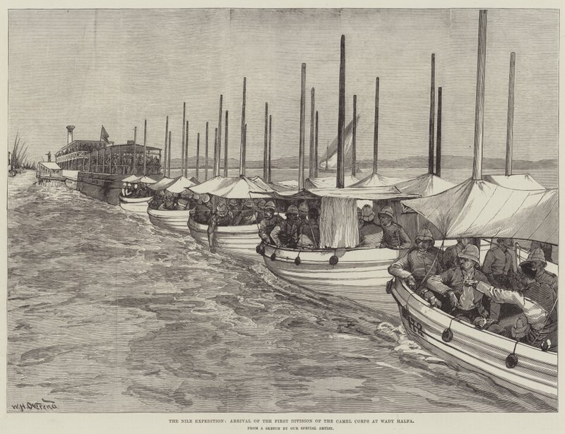 The Nile Expedition, Arrival of the First Division of the Camel Corps at Wady Halfa by William Heysham Overend
