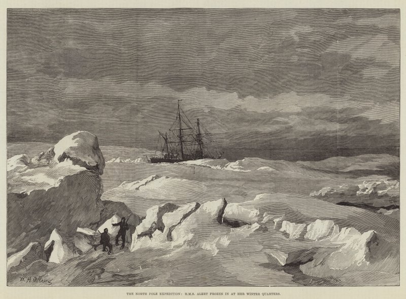 The North Pole Expedition, HMS Alert frozen in at her Winter Quarters by William Heysham Overend