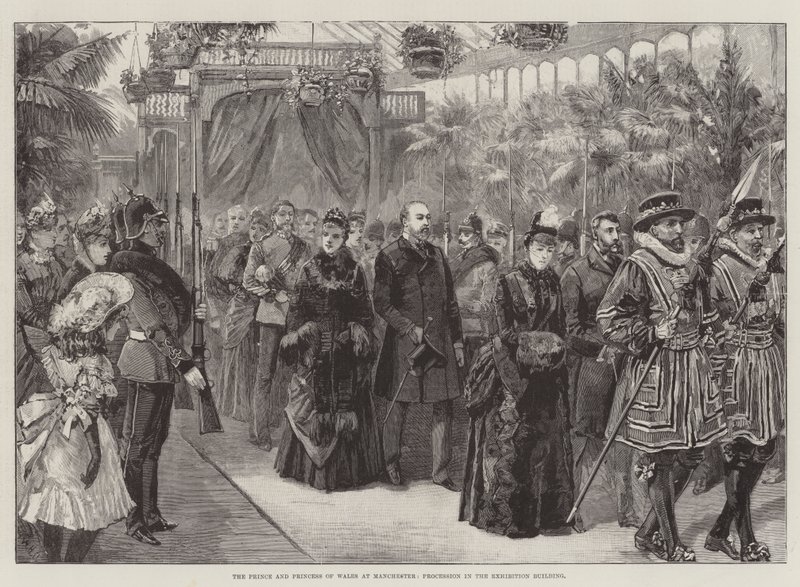 The Prince and Princess of Wales at Manchester, Procession in the Exhibition Building by William Heysham Overend